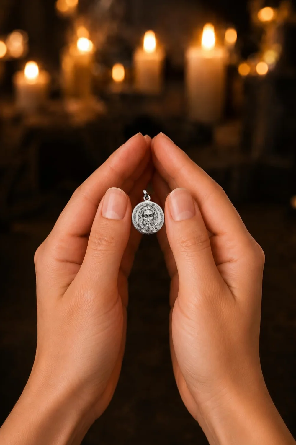 I G J Medalla de Santa Cara de Cristo de Plata Maciza 925
