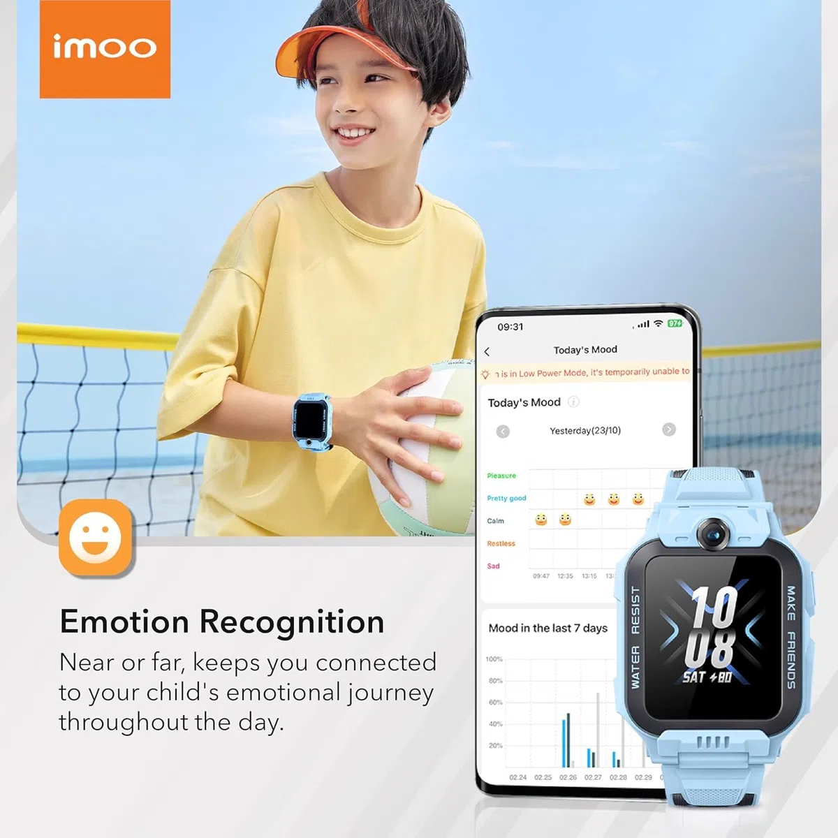 imoo Z7 Reloj Inteligente para Niños con Video Bidireccional, Llamada Telefónica, Localización GPS, Resistencia al Agua IPX8 (Azul)