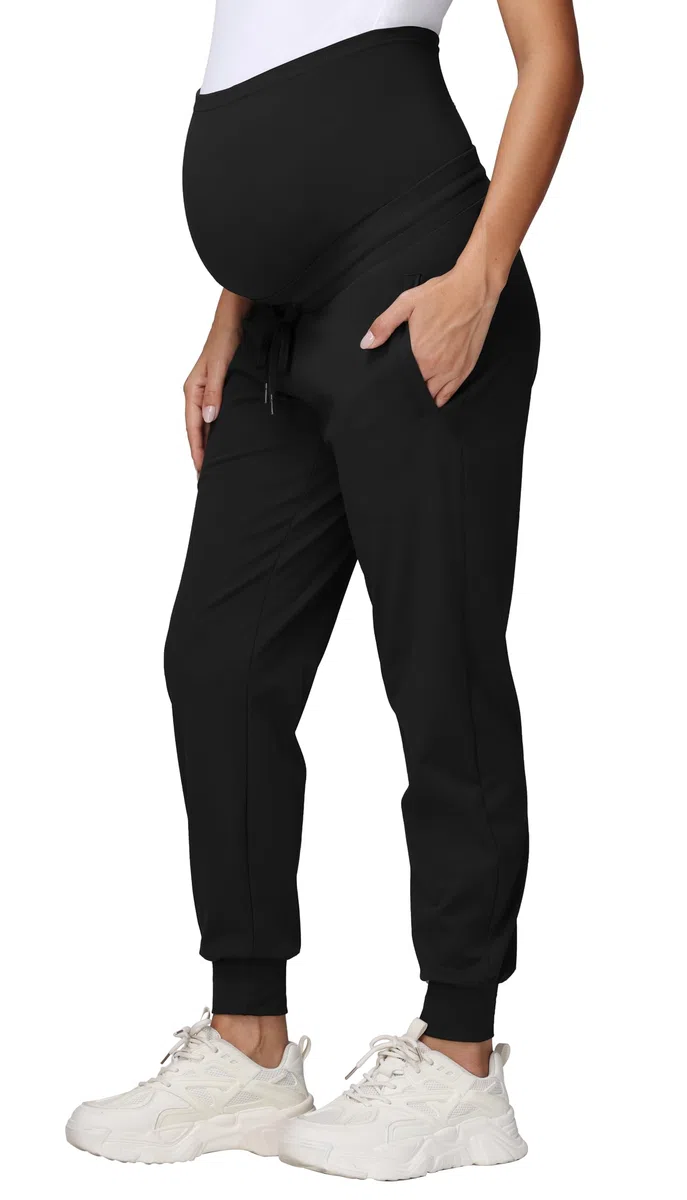 Pantalones de Chándal de Maternidad con Cordón y Cintura Alta Elásticos con Bolsillos para Correr Lounge y Entrenamiento
