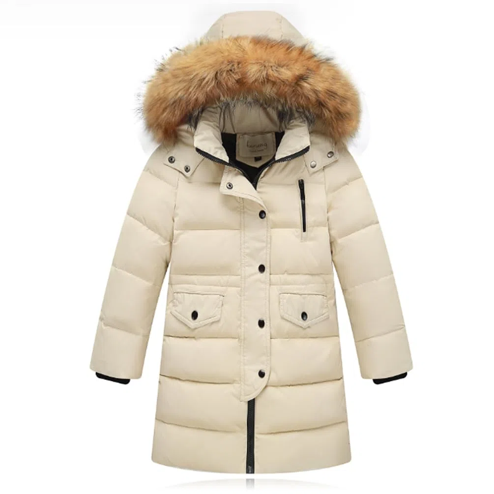 Abrigo Largo Invierno para Niño Niña Chaqueta Plumas con Capucha Ropa de abrigo de Invierno Caliente Acolchada Largo