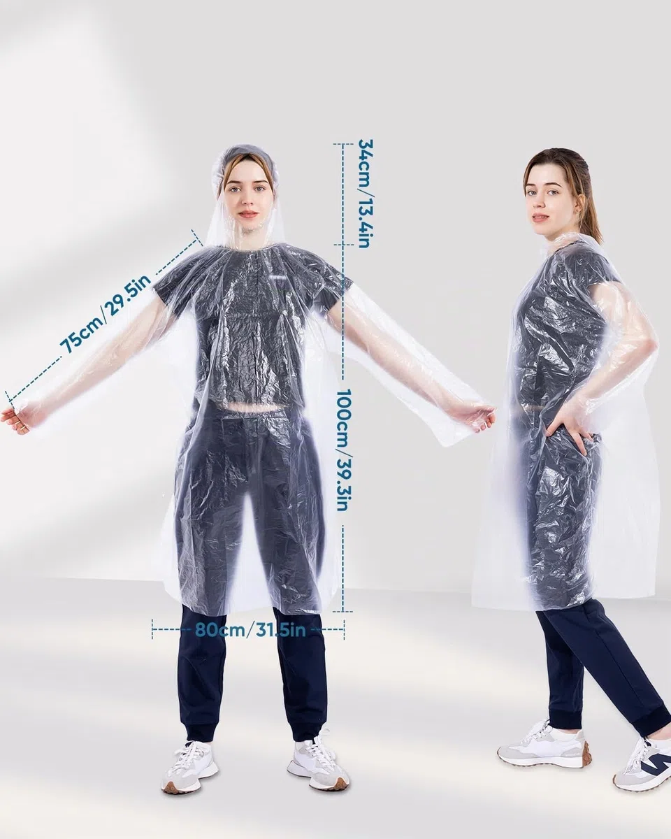 50/100 piezas de chubasqueros desechables para adultos, ponchos impermeables con capucha, capas de lluvia para hombre y mujer, ideales para senderismo, ciclismo y emergencias