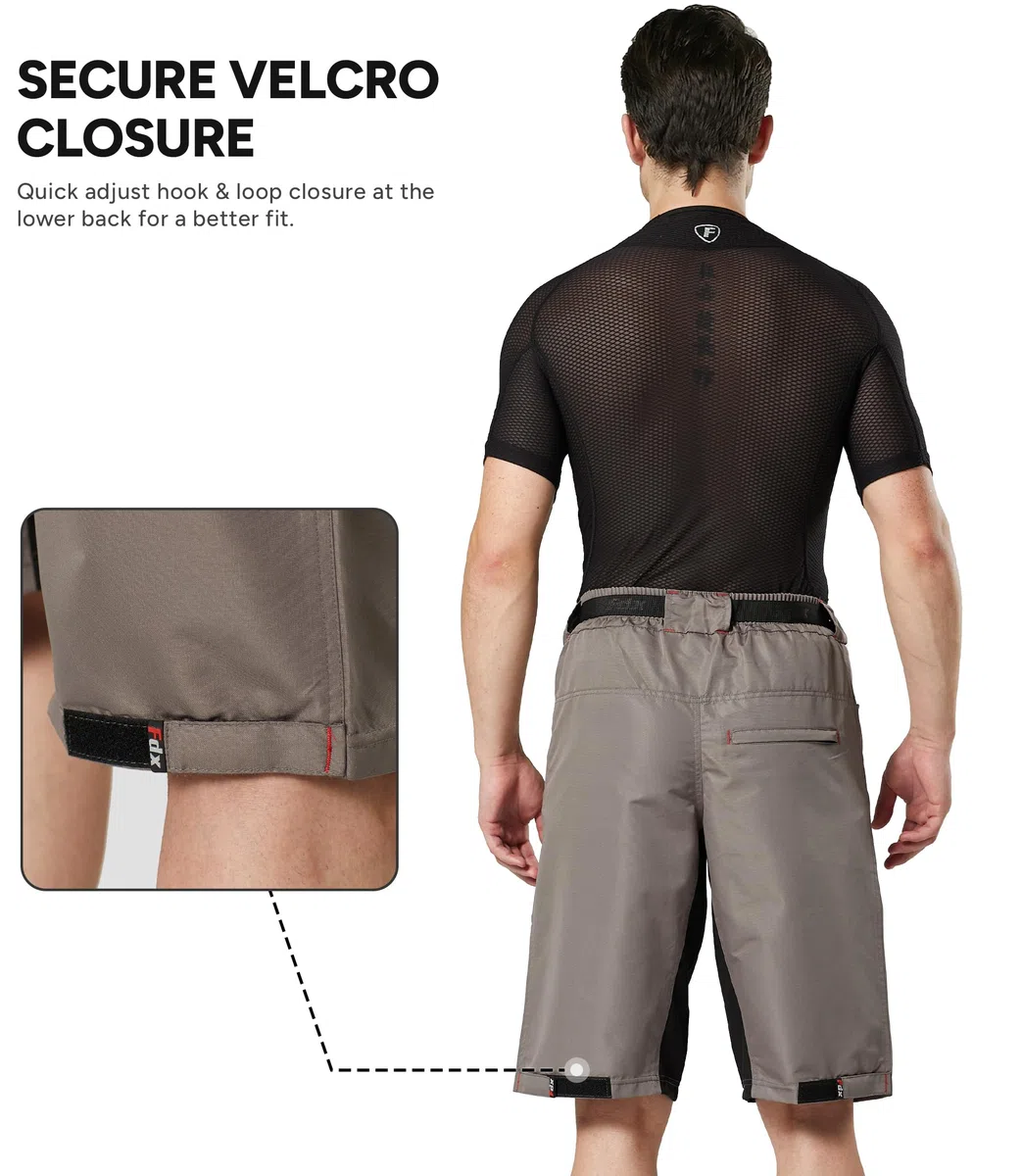 FDX Pantalones Cortos MTB Hombre, Ligeros, con Forro Acolchado extraíble, Transpirables, de Secado rápido y Bolsillos Cargo, Ideales para Entrenamiento Deportivo