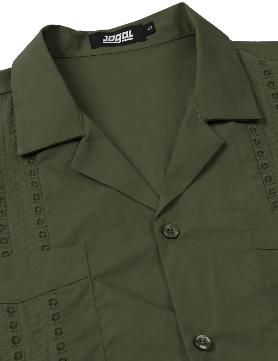 JOGAL Guayabera - Camisa cubana de manga corta para niños, casual, con botones
