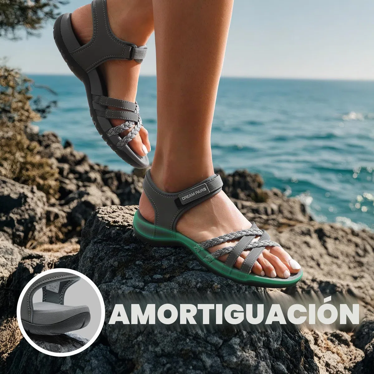 DREAM PAIRS Sandalias Deportivas Mujer Zapatos Planos Tranpirable con Suela Ligera EVA Tranpirables para Senderismo Paseo Playa Viaje