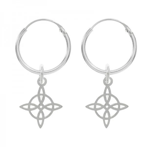 Pendientes Nudo de Bruja Plata de Ley - Pendientes amuleto Nudo de Bruja Plata de Ley