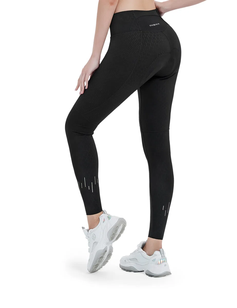 INBIKE Pantalones Ciclismo Mujer Acolchado 4D Culotte Largos de Bicicleta con Gel Pantalon Elástico y Transpirable Ropa Bici MTB de Ciclista Biker Shorts (LW005)