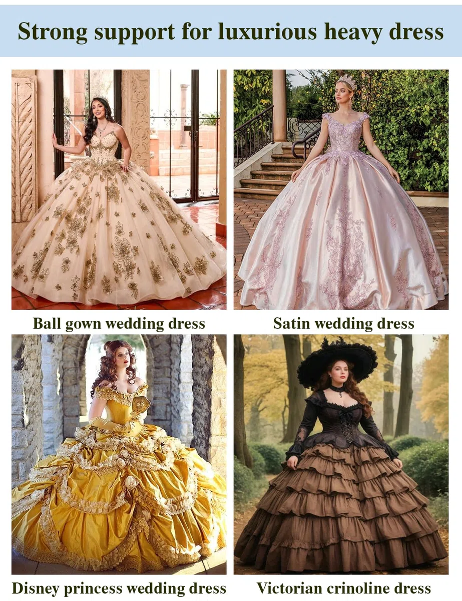 BEAUTELICATE Cancan Mujer Crinolina Enaguas para Vestidos Faldas Novia Halloween Carnaval Blanco 6 Aros