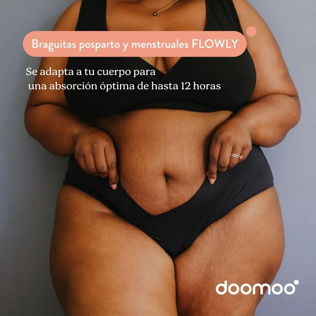 Doomoo Braguitas posparto L/XL/2XL: Ideal para el Postparto y Durante la menstruación, ultraabsorbente, protección Durante 12 h, Suave y elástica, imprescindible para el posparto, Color Negro