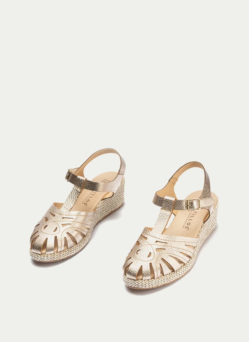 PITILLOS - Sandalias de pala,piel,cuña,plataforma imitación a esparto,alpargata,suela de goma,romana para: Mujer