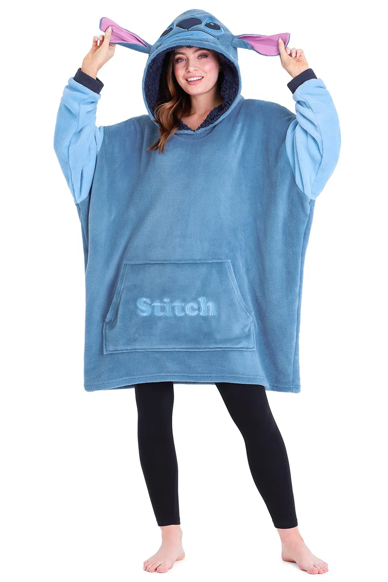 Disney Sudaderas Mujer, Stitch Batamanta de Forro Polar Mujer, Evil Queen Poncho Sudadera Manta Oversize con Capucha