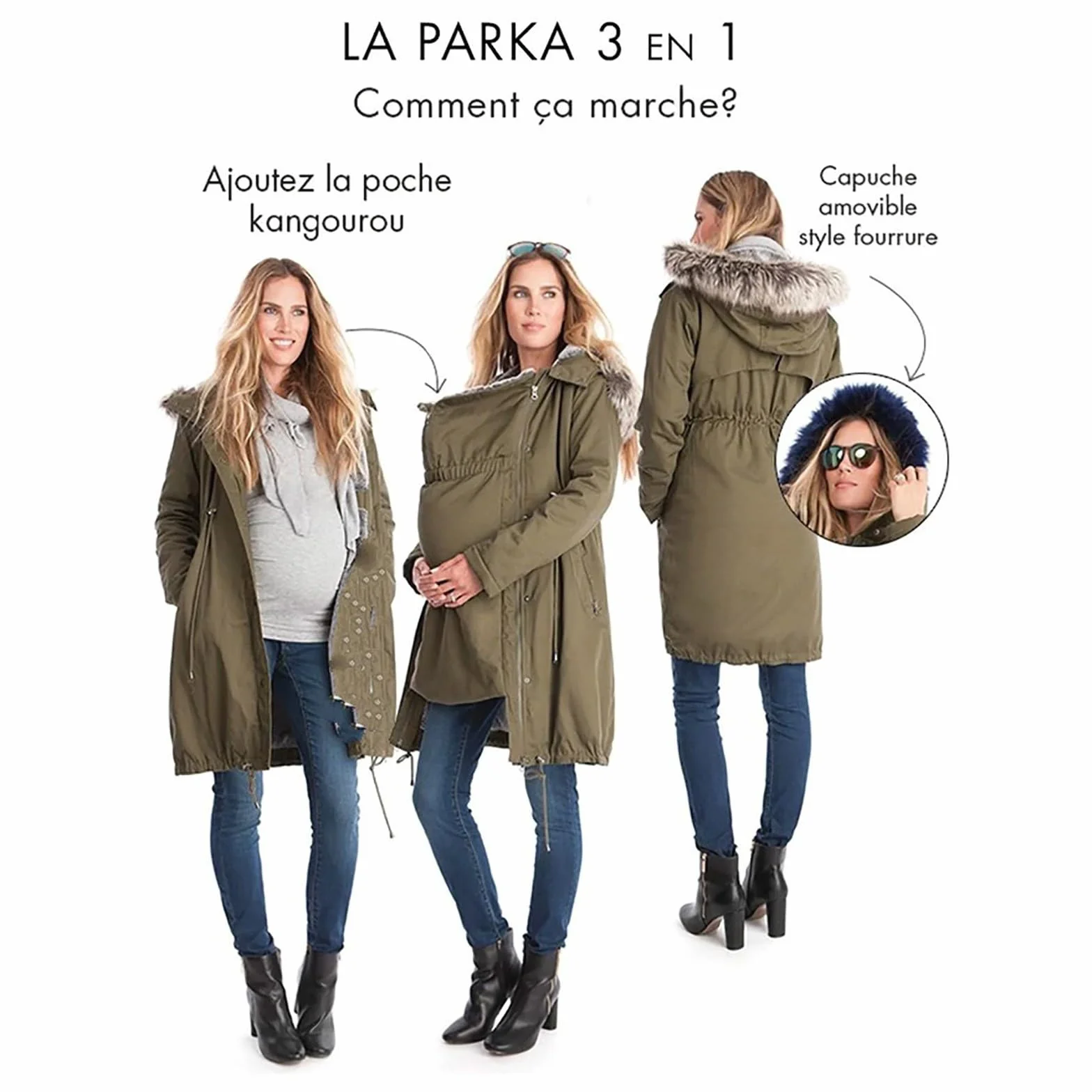 Abrigos de Invierno para Mujer Chaqueta Larga de Algodón Oversize para Embarazadas Moda para Embarazadas Chaqueta de Invierno Monocromática Cálida Chaqueta para Embarazadas 3 en 1 Chaqueta
