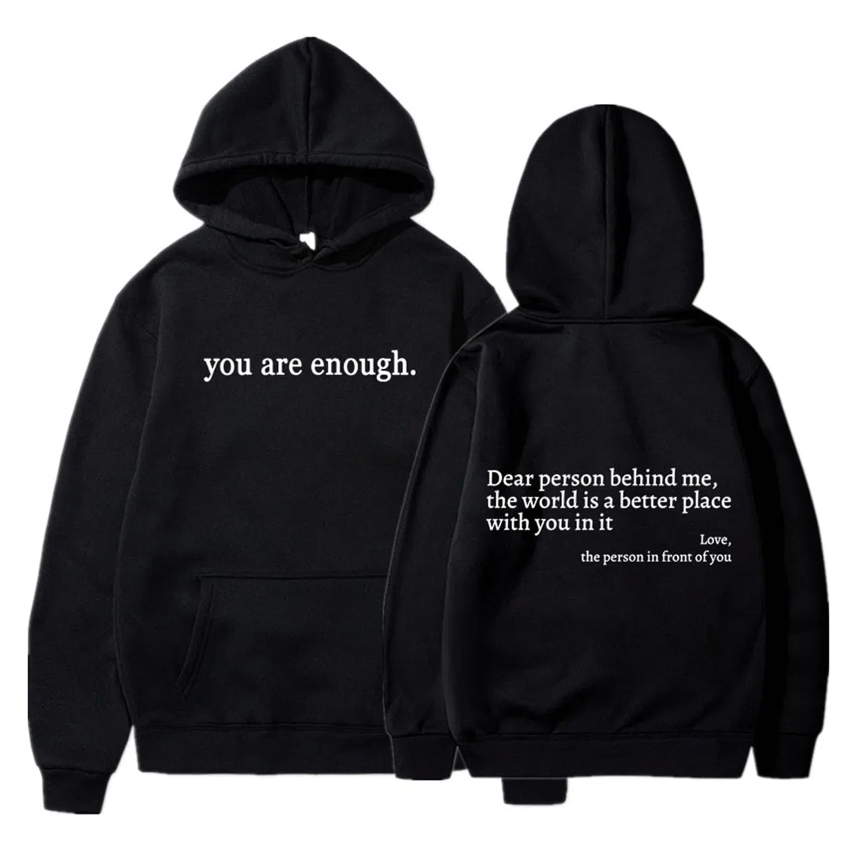Genérico You Are Enough Hoodie, Dear Person Behind Me Sweatshirt Hoodie for Women Casual Letter Print Sleeve Pullover Gift