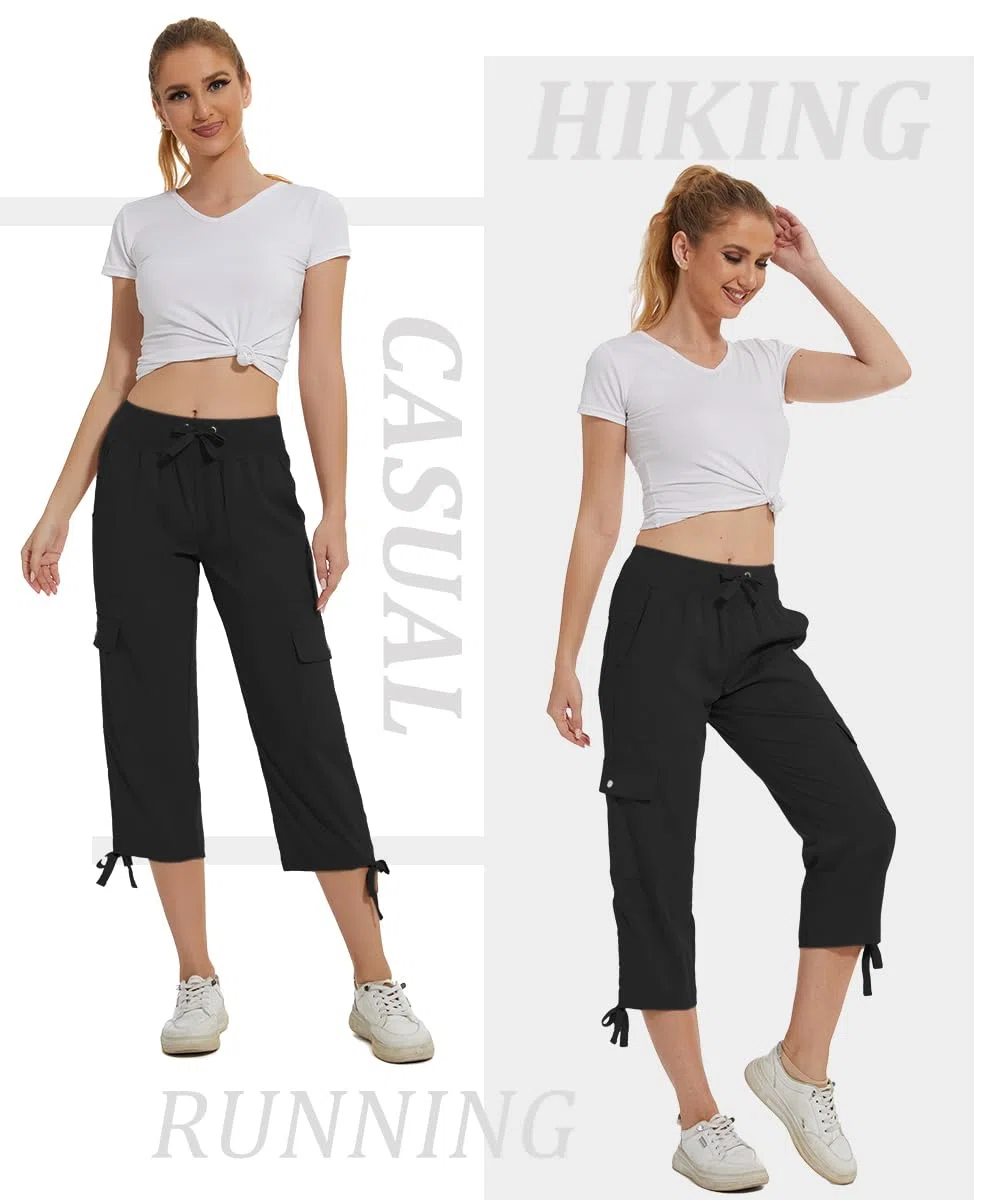 Huayuzh Pantalones cargo capri para mujer, pantalones de senderismo, pantalones 3/4, pantalones cargo de verano, ligeros, transpirables, atléticos, viajes, informales, para exteriores
