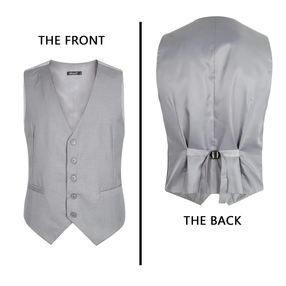 Alizeal Chaleco de traje de negocios de color sólido clásico para hombre Chaleco de esmoquin de ajuste regular