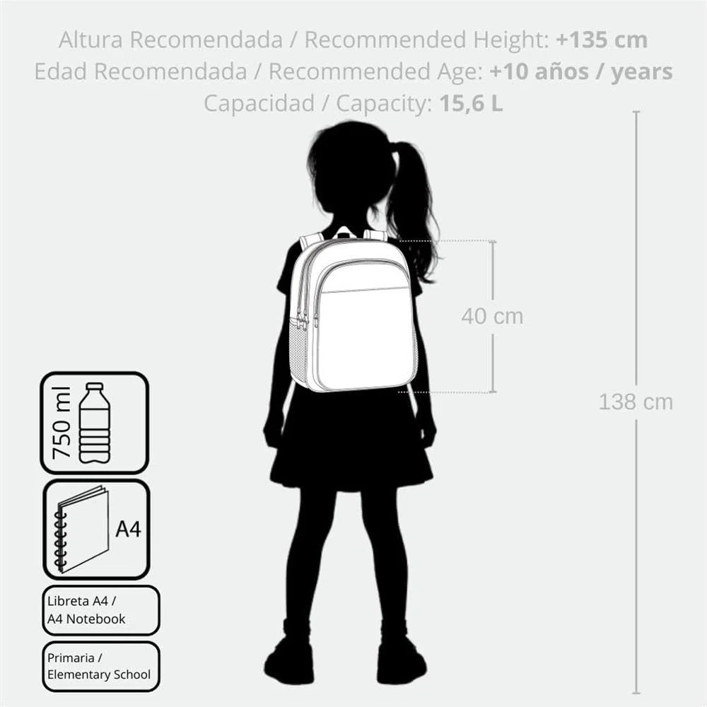 Sanrio Kuromi Fortune Telling Mochila infantil, mochila escolar, fabricada en Poliéster, bolsillos laterales, tirantes anchos ajustables de Joumma Bags