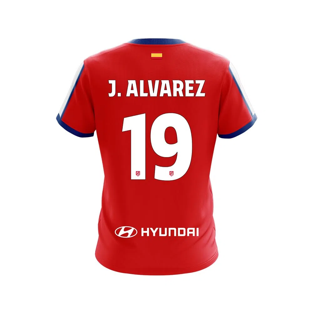 Atlético de Madrid - Réplica Oficial Minikit 1ª Equipación 24/25 - Julián Álvarez - Camiseta y Pantalón Infantil - Equipo Rojiblanco - Diseño con Escudo Atleti - Color Rojo y Blanco - Talla 8