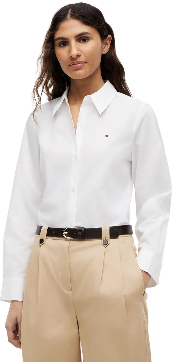 Tommy Hilfiger Camisa Mujer Poplin Regular con Cuello francés