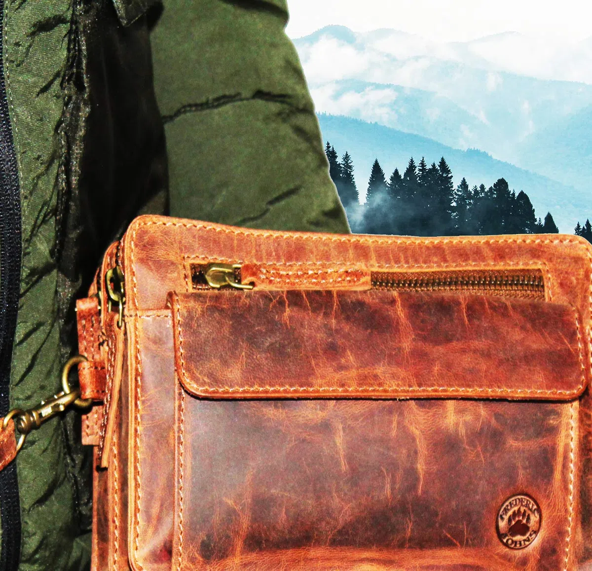 Frédéric Johns bolso de cuero para hombre - bolso de cuero vacío para hombres - Bolso Mano Piel Hombres - Cartera Mano Bolsa portadocumentos
