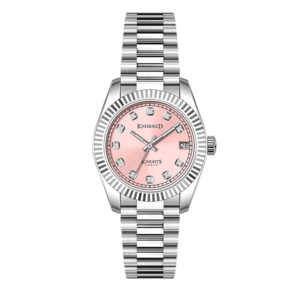 Reloj Clásico para Mujeres con Cristal de Cuarzo y Banda de Acero Inoxidable Sólido Vestido de Señoras Reloj Resistente al Agua