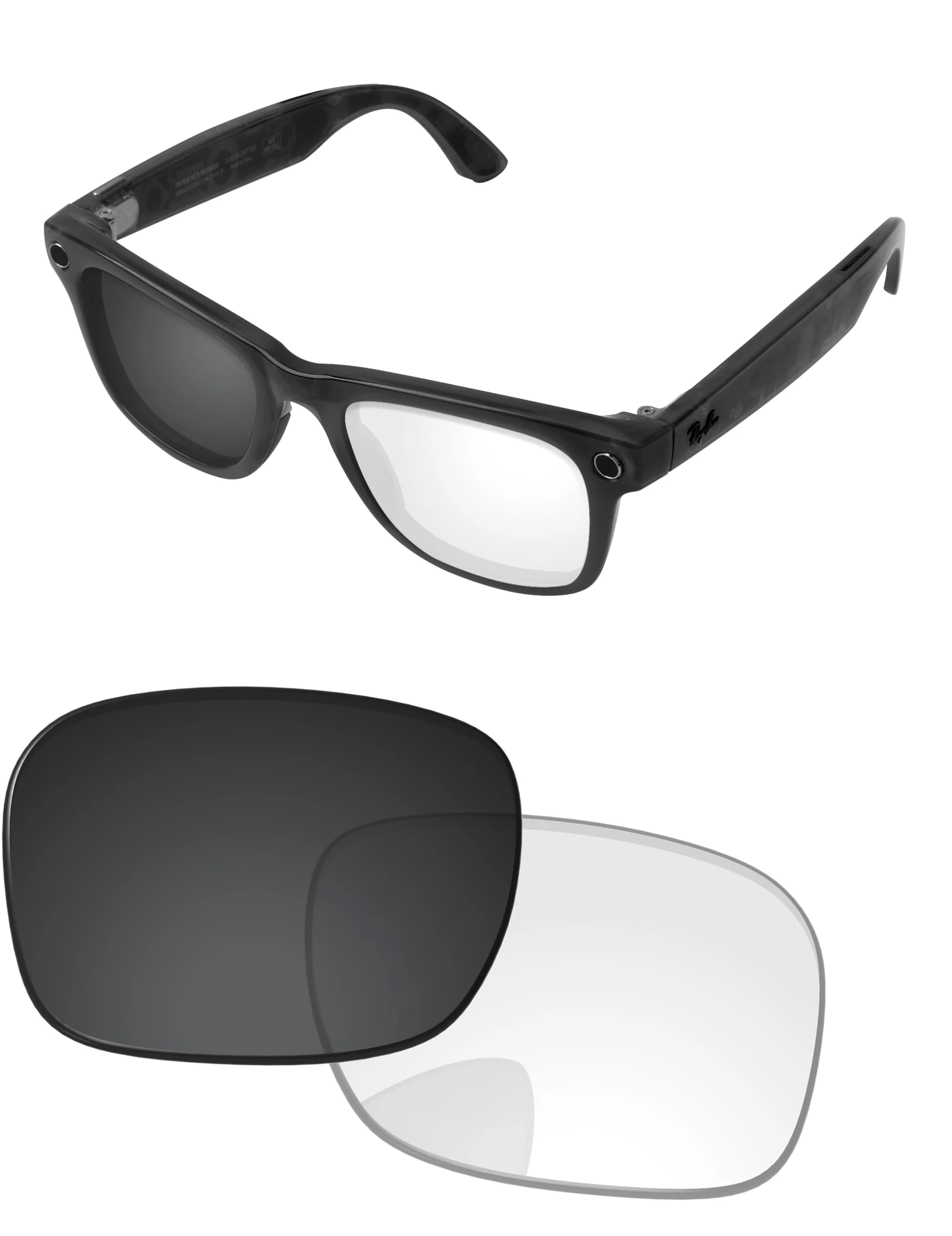 Lentes de repuesto compatibles con gafas de sol Ray-Ban Meta RW4006 de 50 mm, Eclipse gris fotocromático, RW4006 50mm