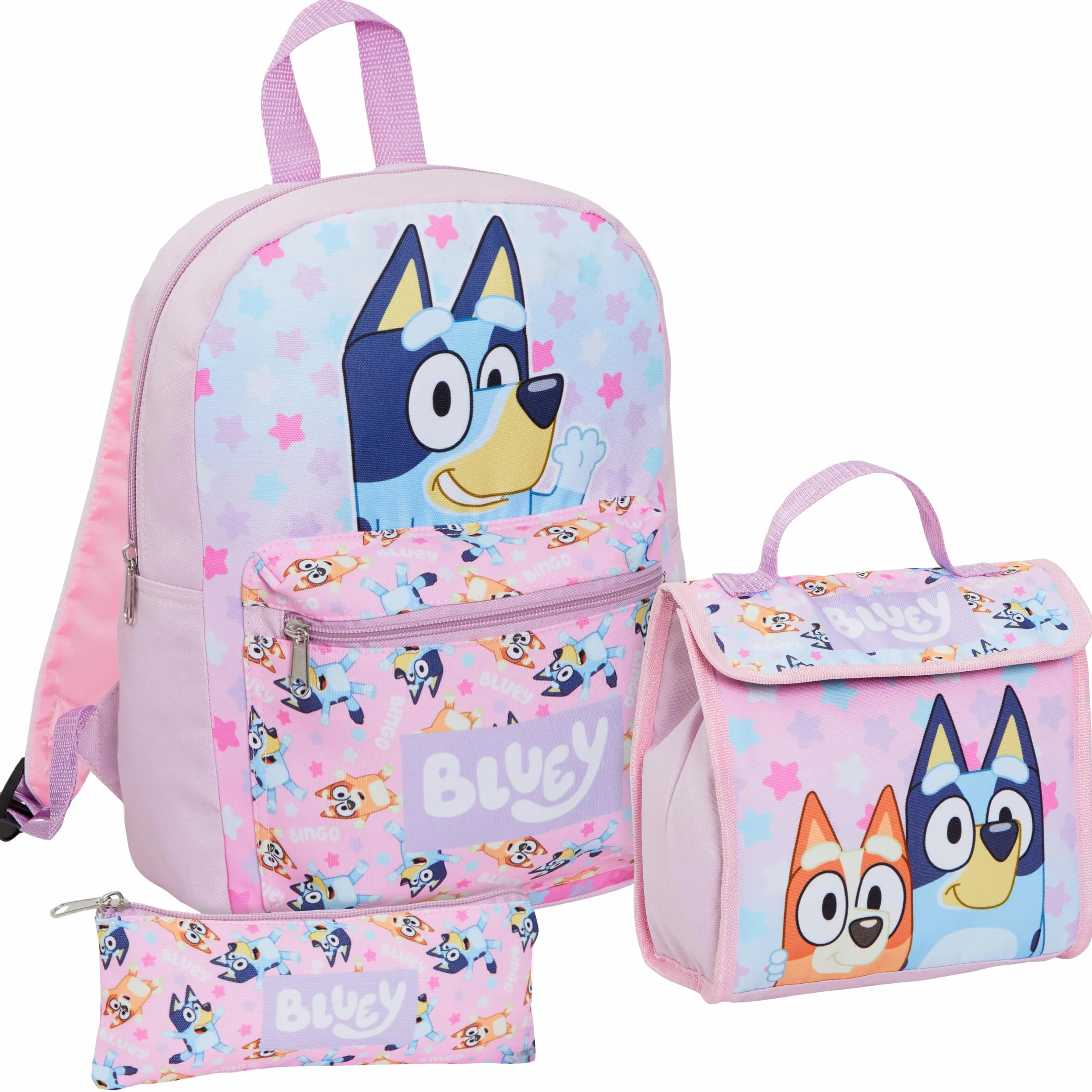 Set de Mochila Bluey para niñas Set de 3 Piezas Bundle con Mochila, Bolsa de Almuerzo y Estuche Regalo para la Vuelta al Cole