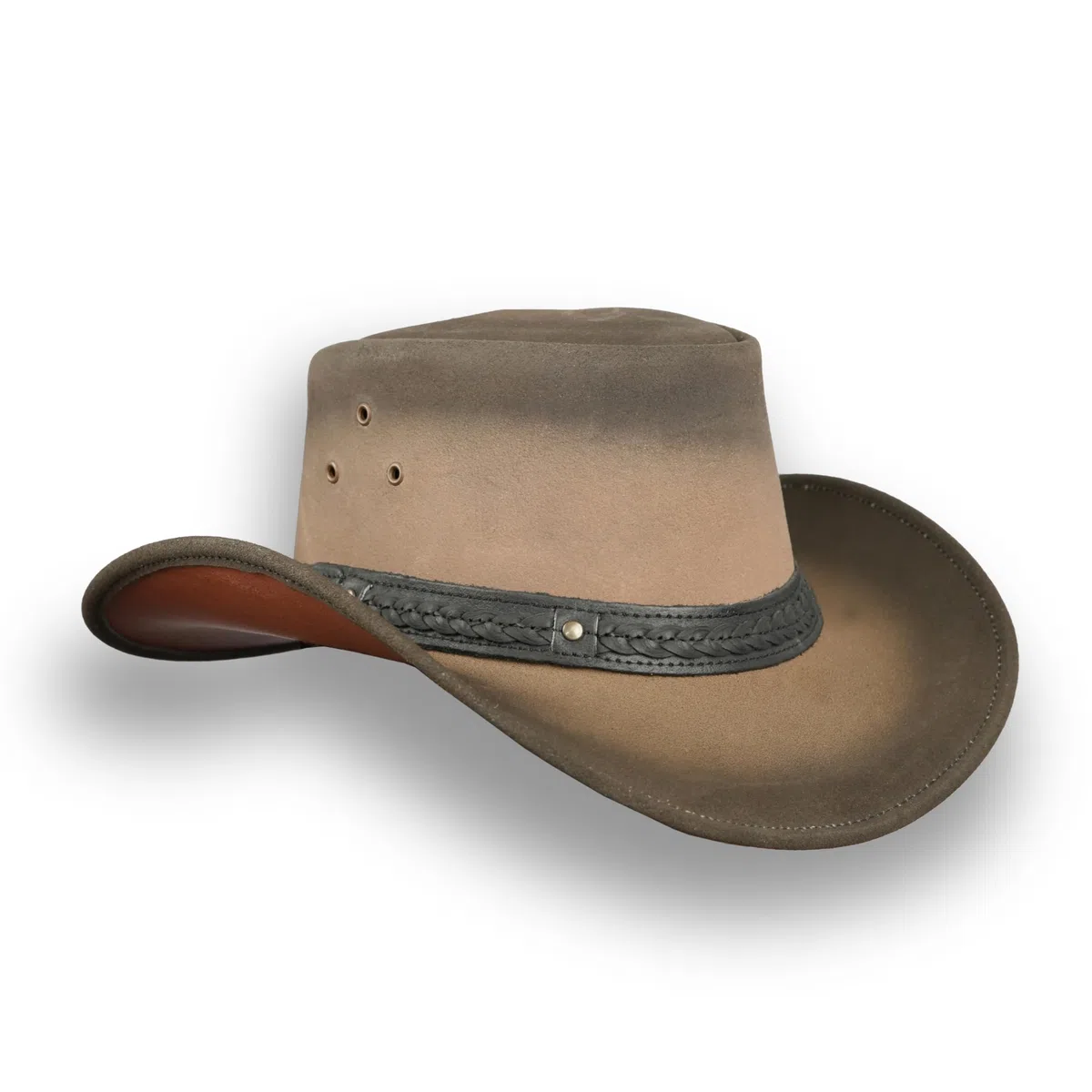 Leatherick Sombreros Vaqueros para Hombre - Sombreros Vaqueros Negros de ala Ancha Trenzada Estilo Western Vintage con barboquejo