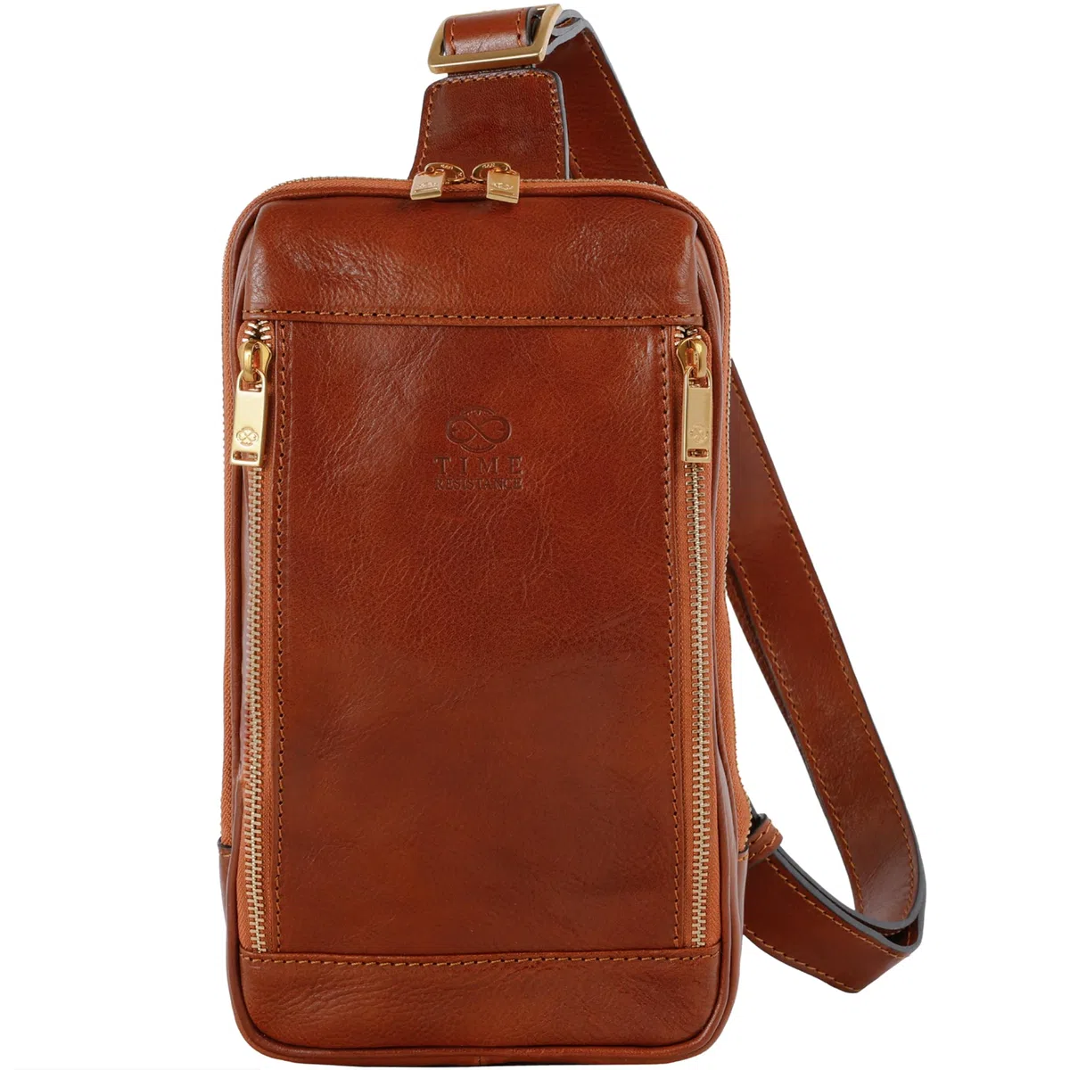 Time Resistance Bandolera de cuero - Bolso bandolera marrón - Bolso bandolera para hombres y mujeres - Mochila de hombro hecha a mano