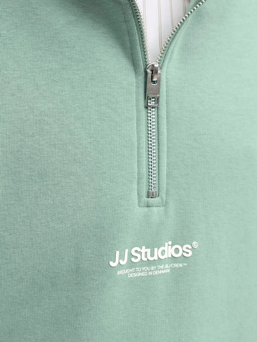 JACK & JONES JJESOHO Sweat Quarter Zip HN Noos Hombre Sudadera Verde