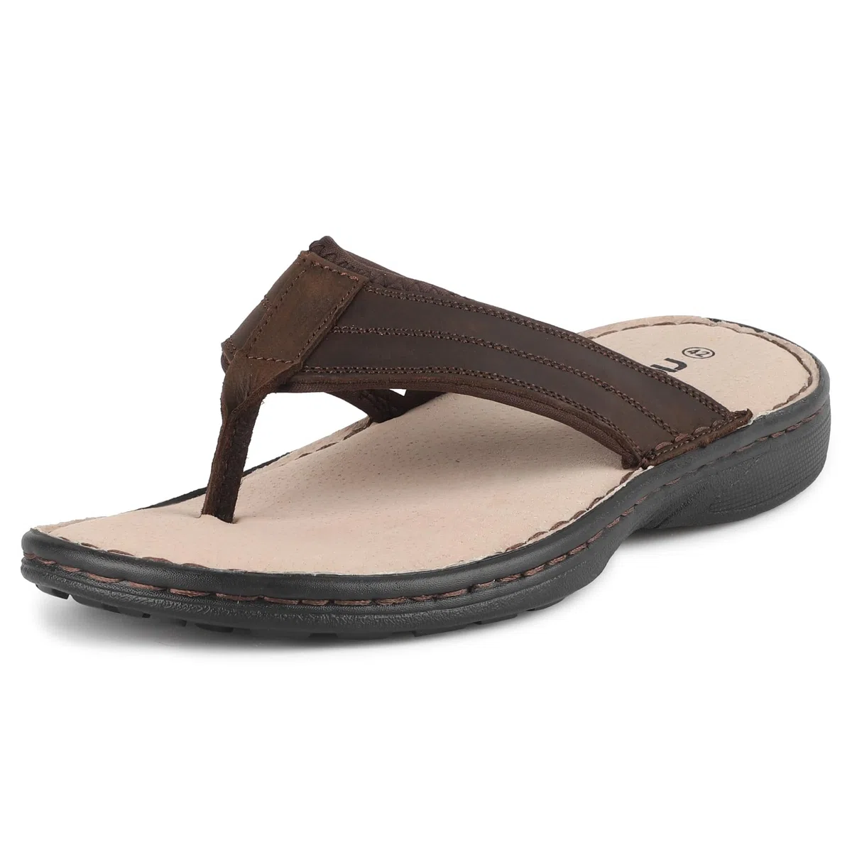 riemot Chanclas Hombre de Piel Auténtica con Plantilla Memory Foam,Comodas y Suaves Cuero Hombre Flip Flops,Sandalias Antideslizantes para Playa, Piscina y Verano