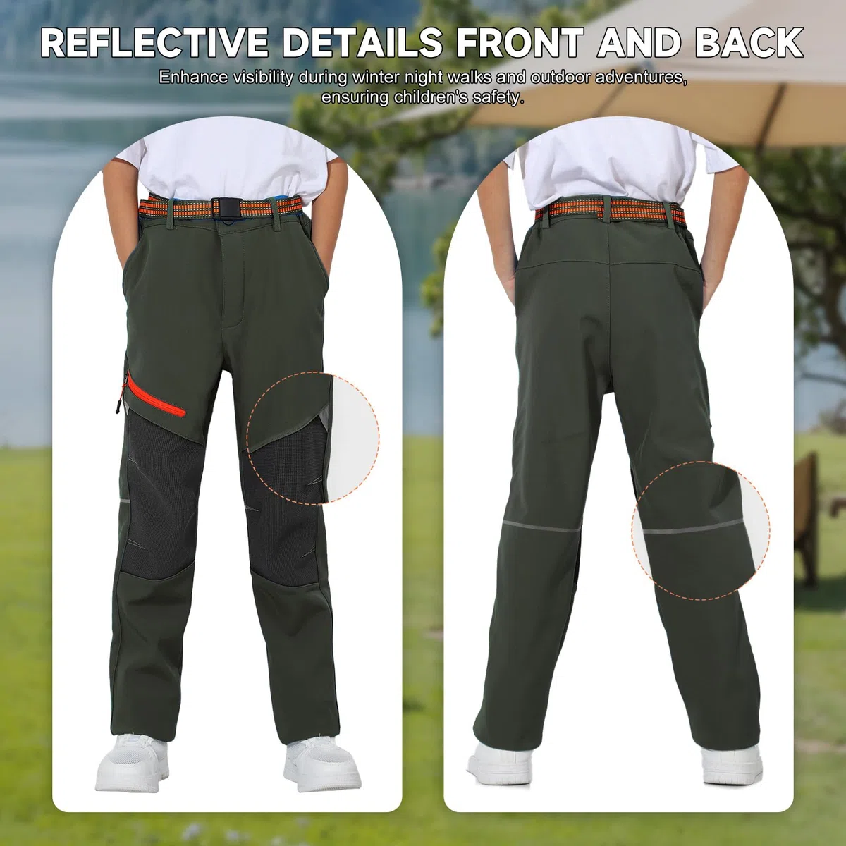 BWBIKE Pantalones de Invierno Cálidos a Prueba de Viento Forrados de Vellón, Pantalones Aislantes de Esquí de Caparazón Suave Repelentes al Agua con Cintura Expandible para Exteriores