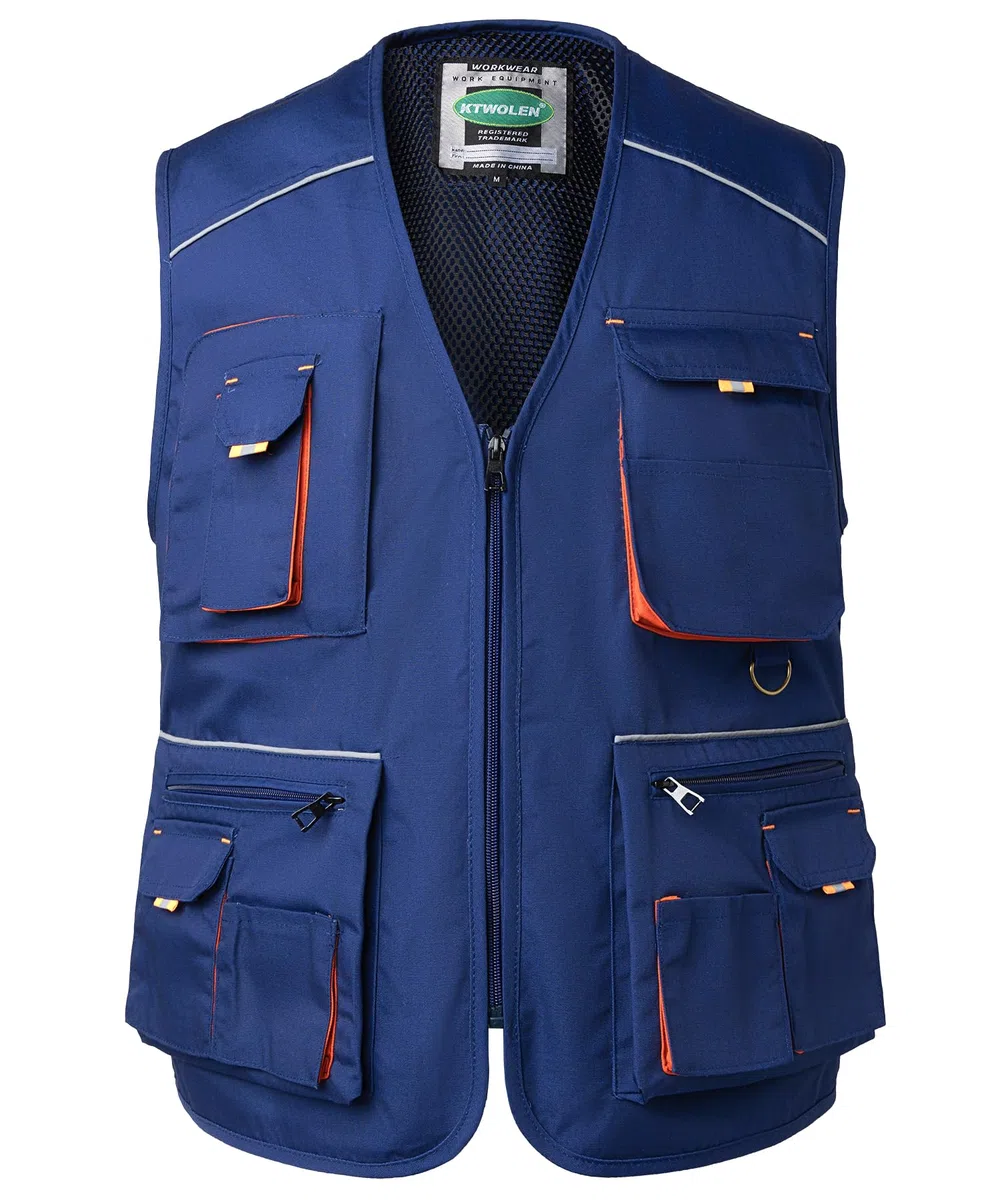Chaleco de Trabajo para Hombre Verano Chaleco Multibolsillos Chaqueta Sin Mangas de Trabajo para Carpintero