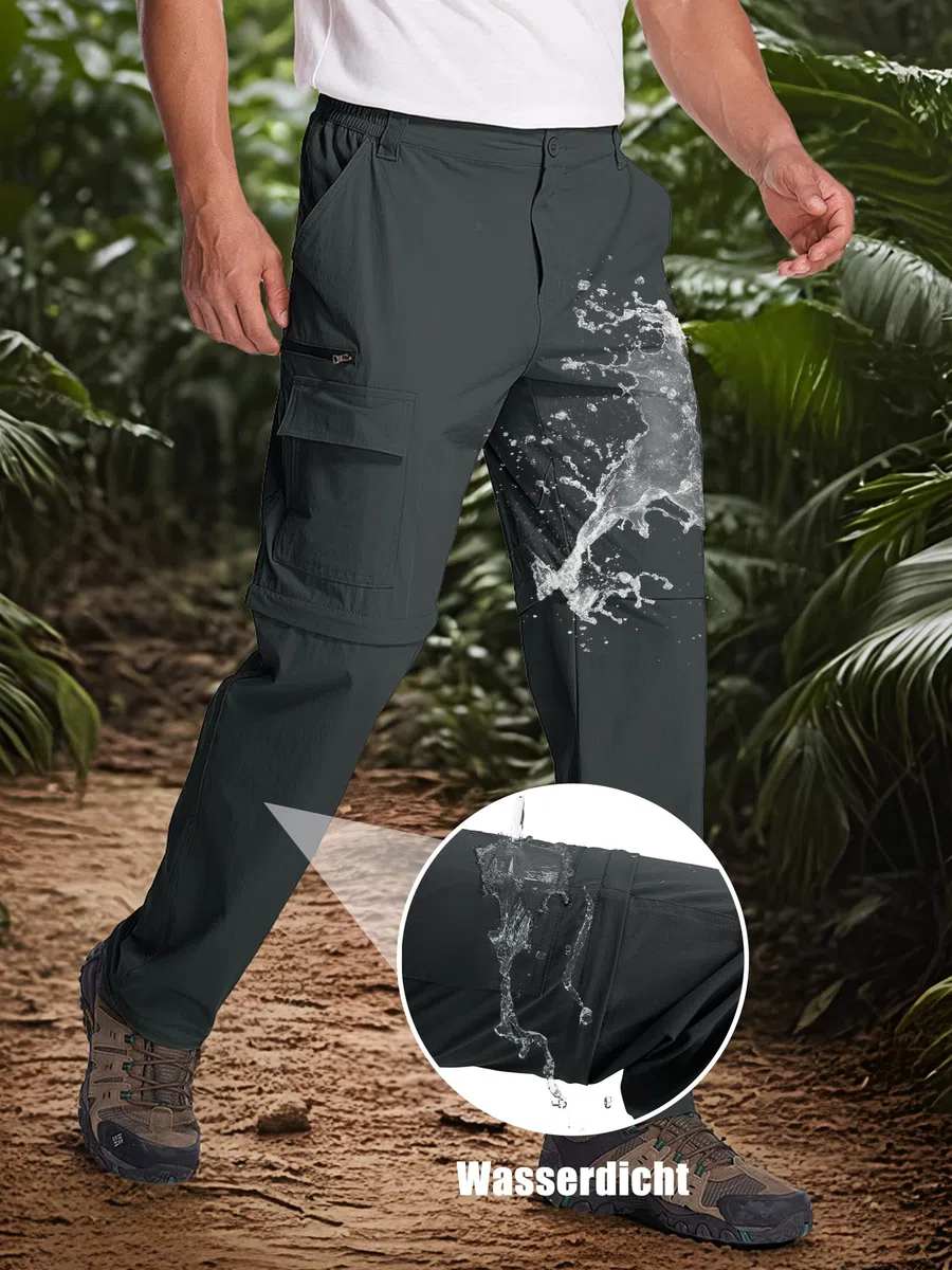Pantalón Hombre Convertible, Pantalón de Senderismo Verano Ligero Transpirable de Secado Rápido Desmontable, Cargo 6 Bolsillos para Senderismo, Trekking, Ciclismo, Viaje, Camping