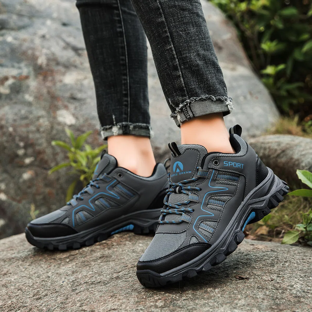 Zapatillas de Senderismo para Hombre Zapatillas de Trekking Transpirable Antideslizante Zapatos de Montaña