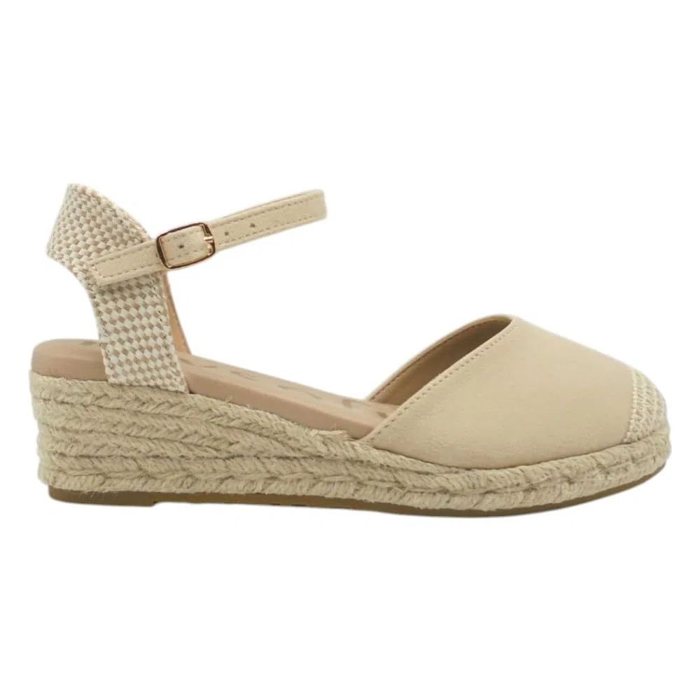 mysoft - 25M102 Alpargatas de Mujer Platino con Cuña 4 cm, Plataforma 2 cm, Cierre de Hebilla, Planta de Gel Acolchada y Puntos de Relajación para: Mujer