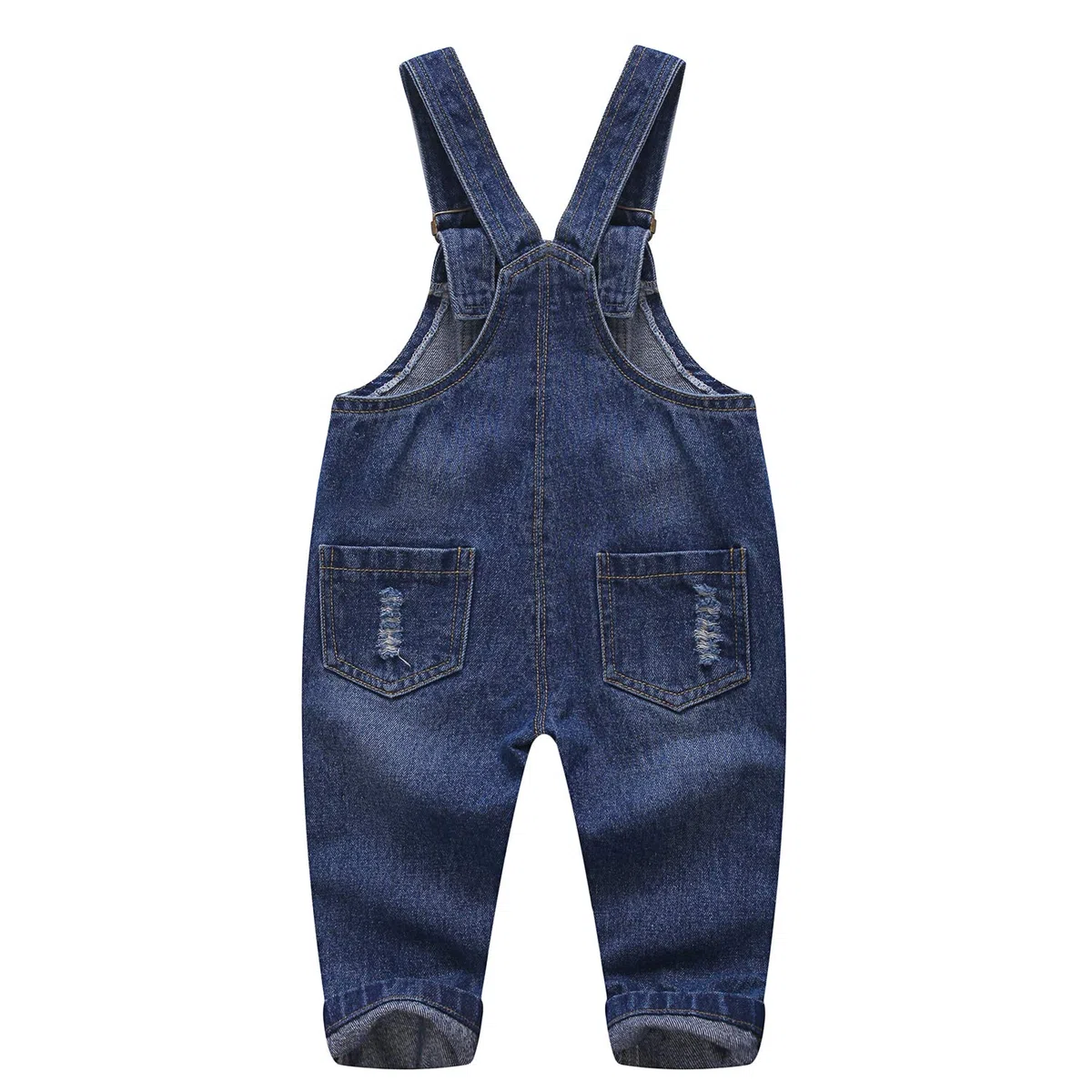 KIDSCOOL SPACE Monos vaqueros rasgados de algodón puro azul / negro para bebés y niños pequeños, Bue, 3-4 años