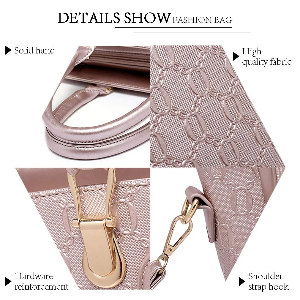 Pahajim Bolso Mano Mujer Moda Set Bolso de PU Piel, Conjuntos de Bolsos 4pcs incluye Tote Bag Bandolera Clutches Monedero,para Trabajo, Casual, Fiesta