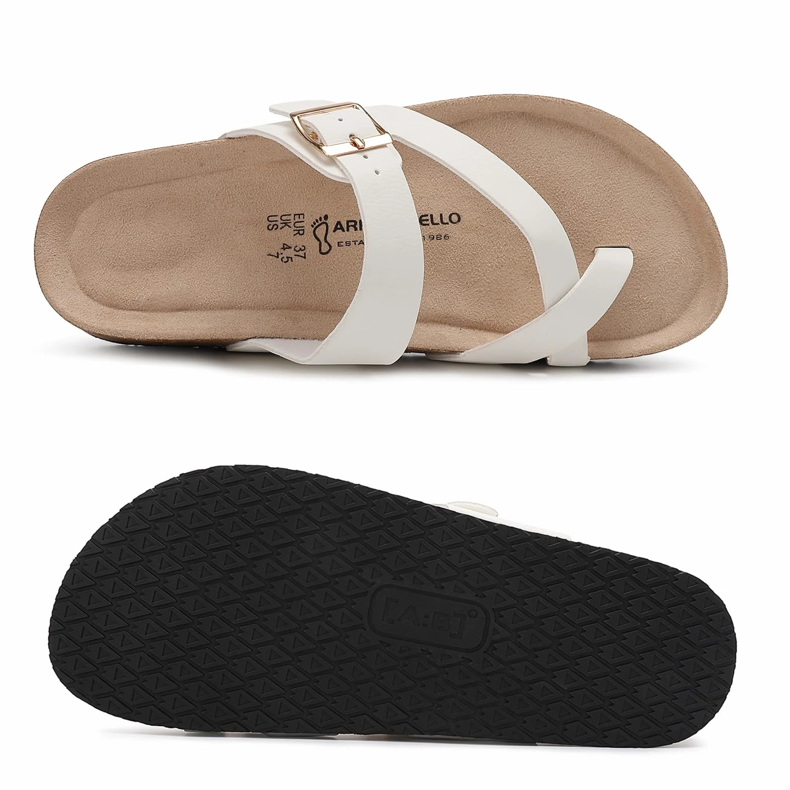 Mules Mujer Sandalias de Corcho Verano Cuero Zapatillas de Playa Sandalias Punta Abierta Hebilla Ajustable EU36-41