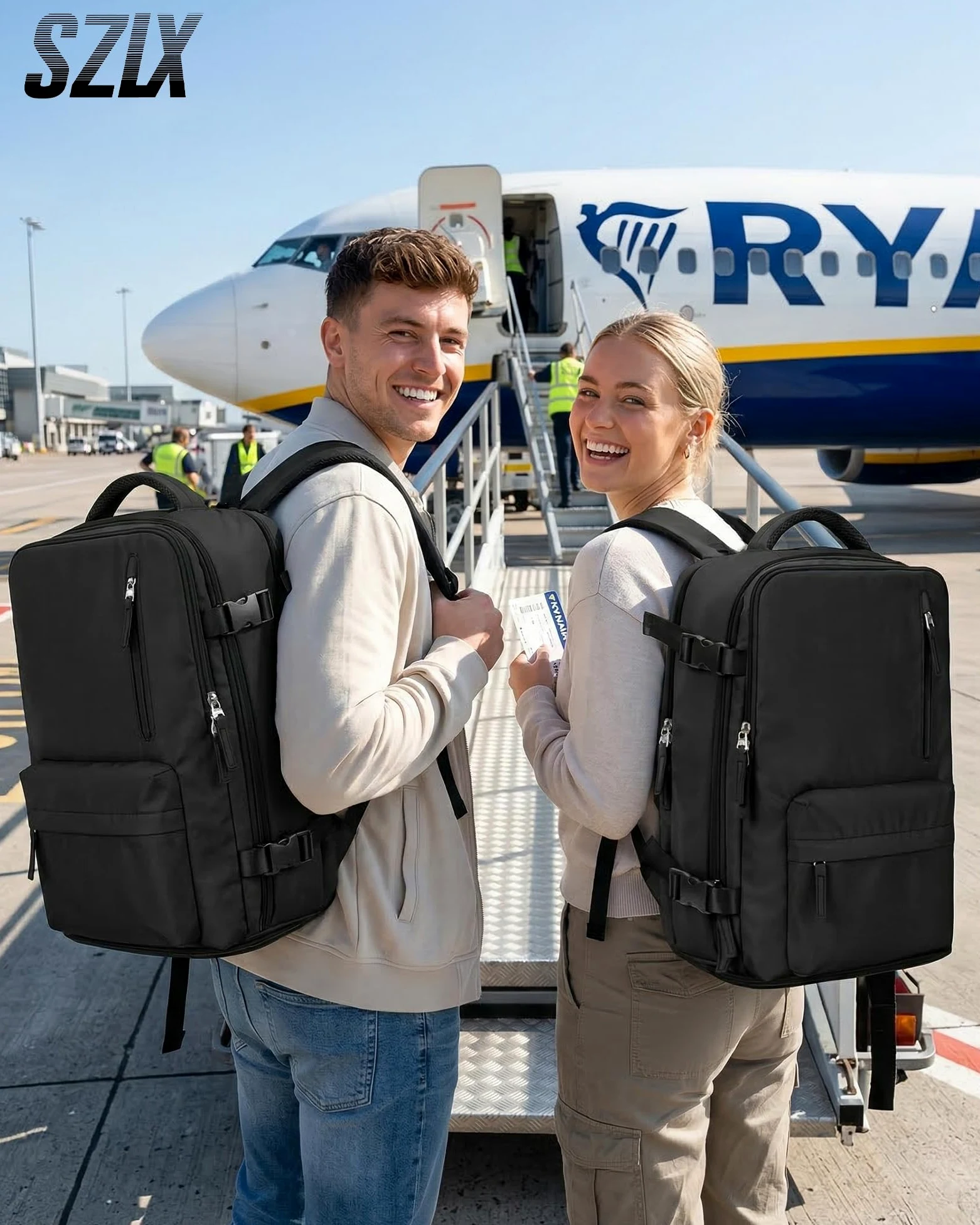 SZLX Mochila al Vacío con Bomba Equipaje de Mano 40x30x20 Ryanair Vueling Wizzair Mochila Viaje Cabina Avion 40x20x25 Mujer Bolsas de Viaje 45x36x20 Easyjet Maleta Portatil 14 pulgadas Hombre con USB