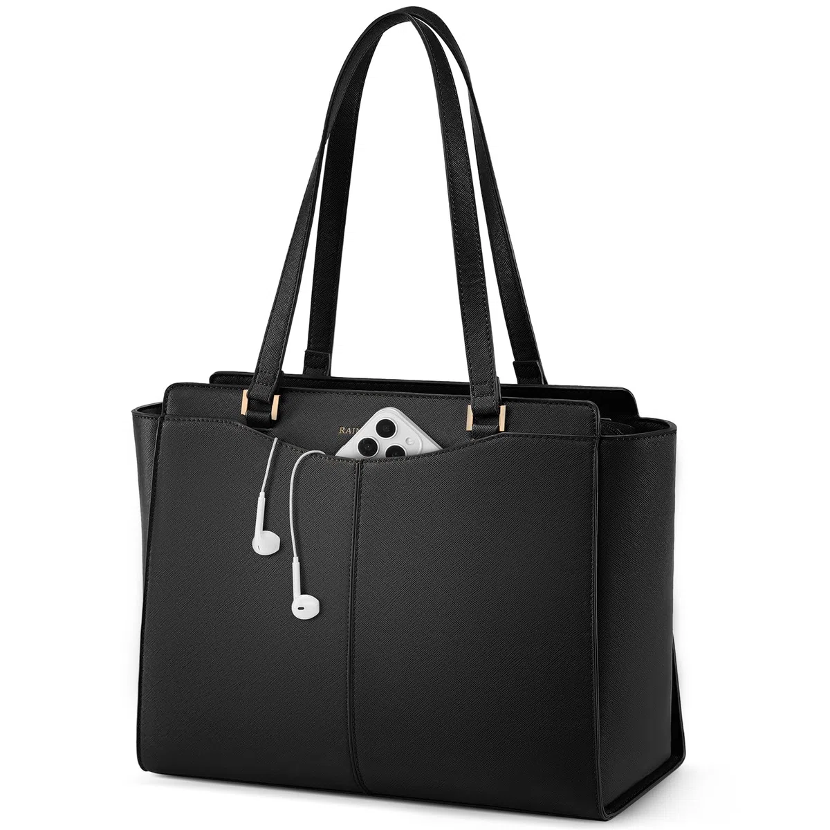 RAINSMORE Bolso Mujer Grande Bolso Universidad Impermeable para Portátil 14 Pulgadas Bolsos Tote Cuero PU con Cremallera Bolsillo Interior para Compras Viajes Colegio Oficina
