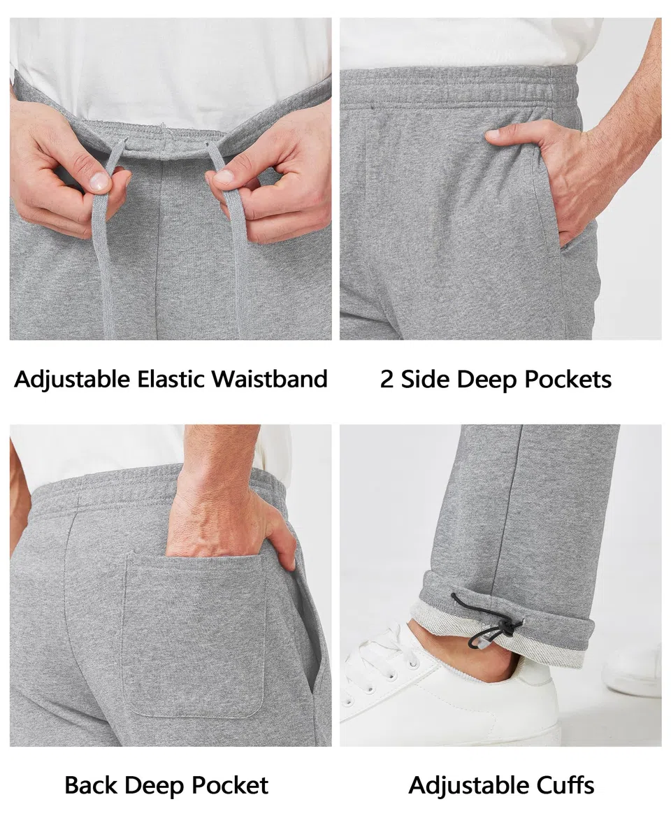 Zylioo Pantalones deportivos extralargos con bolsillos para hombre de más de 6 pies, parte inferior abierta, pantalones deportivos de pierna ancha para hombres altos