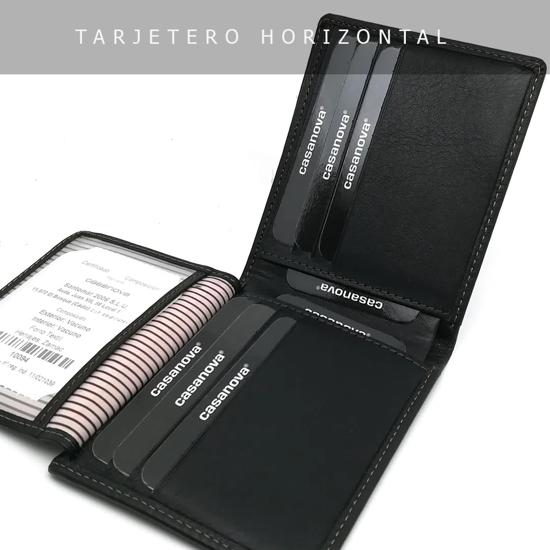 Cartera Hombre Piel Americana SIN Monedero - Hecho a Mano - 10094 Negro