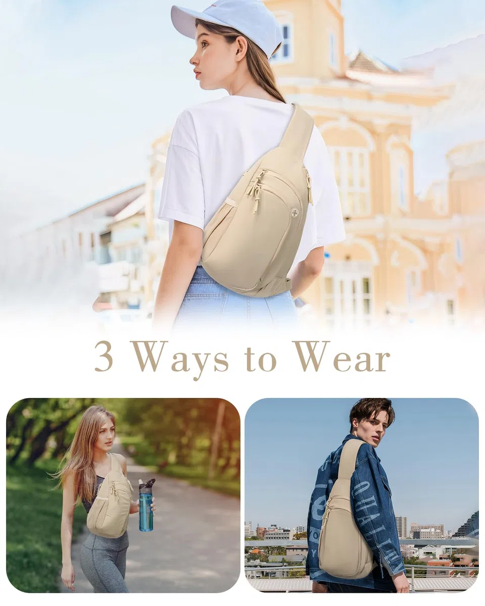 Bandolera Cruzada Mujer Hombre Bolso Pecho Sling Bag con Bolsillo Bloqueador RFID Mochila Bandolera para 9.7 inch iPad