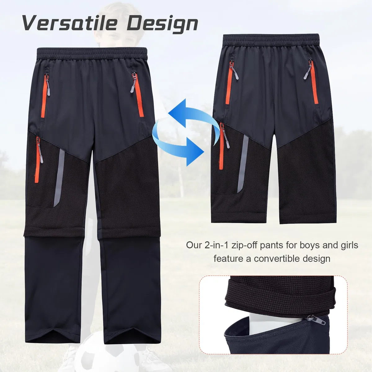 SUKUTU Pantalones 2 en 1 con Cremallera para niños y niñas Senderismo de Verano Convertibles Secado rápido Pantalones Cortos