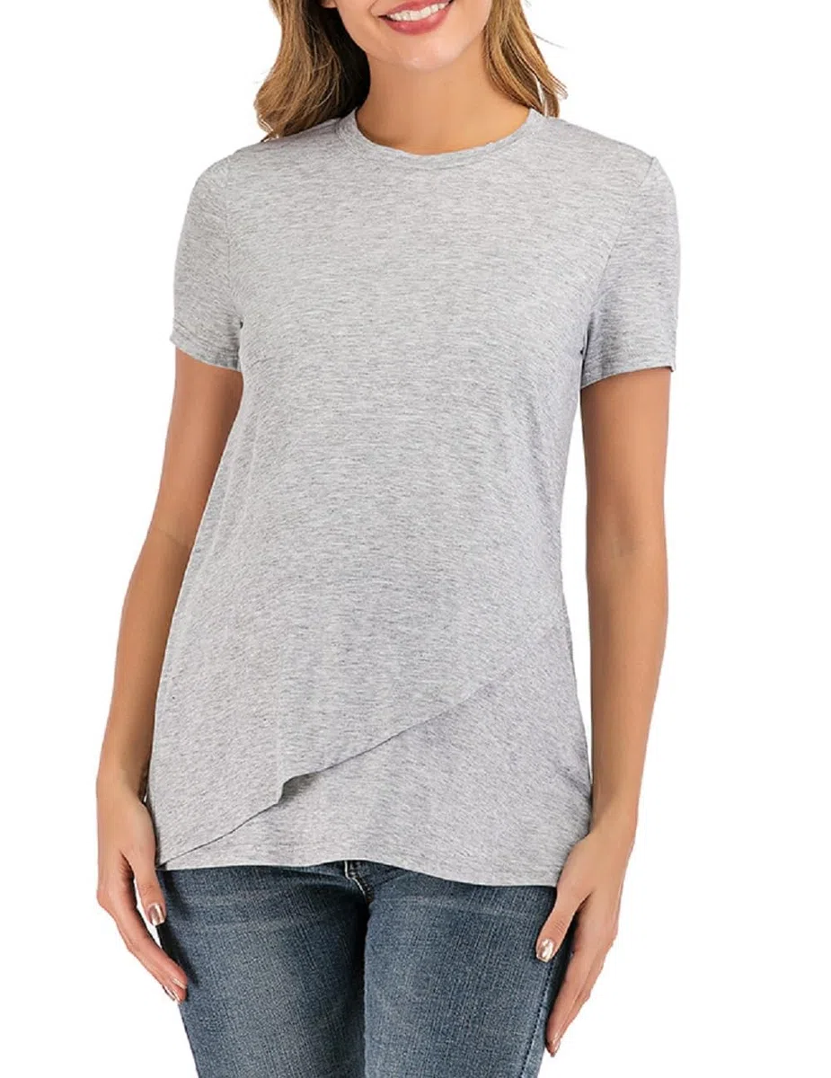SISAY Ropa Premama Embarazada Camiseta Maternidad Verano Blusa Cruzada Tunica Elegante Wrap Top Vintange Jersey Lactancia Basica tee Shirt Manga Corta Sweatshirt Casual Pullover Moda Camisas Embarazo