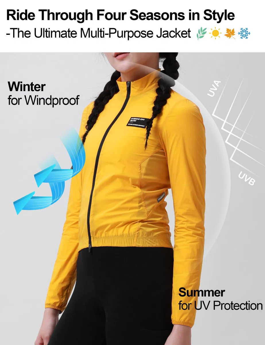 INBIKE Chaqueta Cortavientos De Ciclismo Para Mujer Con Protección Uv Spf50+ Transpirable Ligera Bicicleta Deportes Golf Senderismo Camping KY466