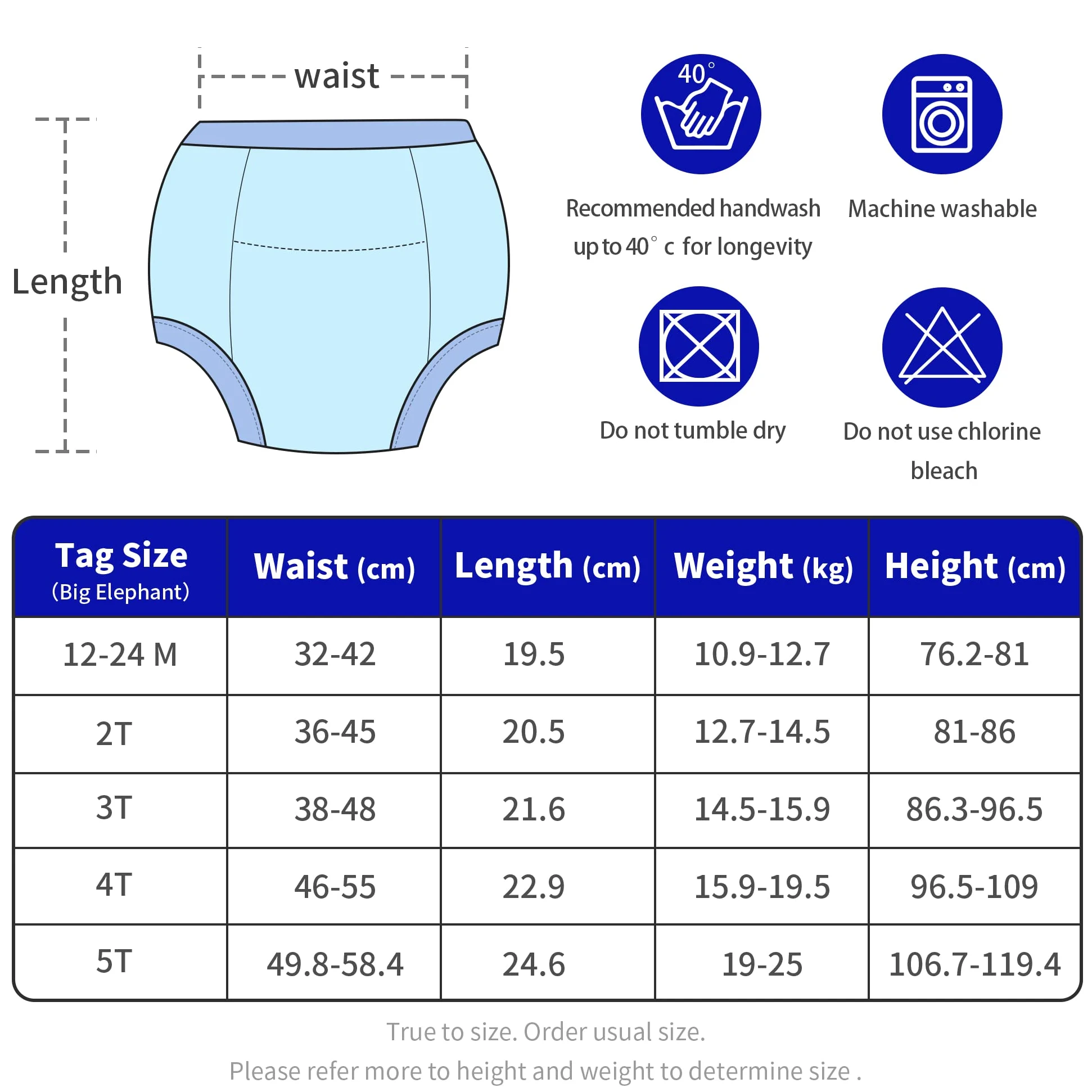 BIG ELEPHANT Pantalones de Entrenamiento para IR al baño para niños pequeños, 100% algodón, Unisex, Calzoncillos para orinar, Paquete de 10, 12M-5T