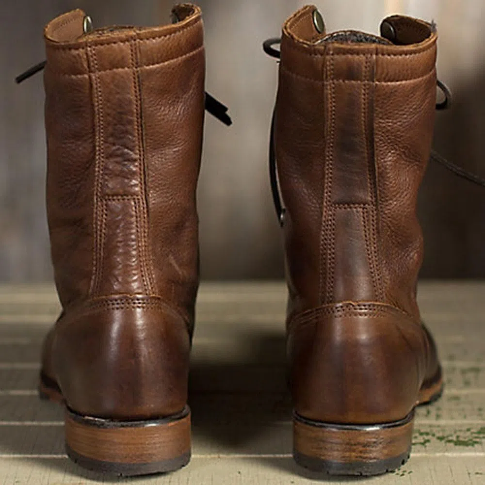 Hombres Botas De Montar Steampunk Retro PU Cuero Caballero Botas Cortas De Encaje De Moda hasta Locomotora Tobillo Boot Zapatos para El Uso Diario (Brown,43)