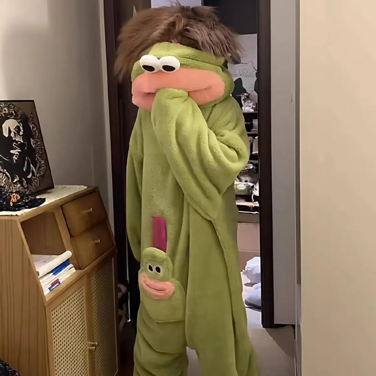 Pijama Divertido de Una Pieza para Adulto Pijama Monos Cosplay Oversized Traje con Capucha Ropa de Dormir Invierno Hombre Mujer con Capucha Ropa Dormir para el Salón Fiesta al Libre