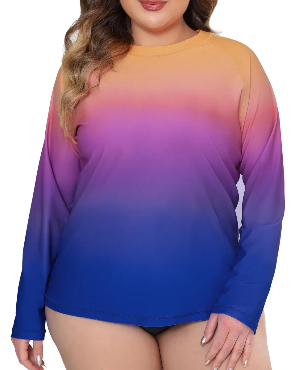 Halcurt Camiseta UV para Mujer, Talla grande, protección Solar UPF 50+, protección Solar, Camiseta de natación UV, Secado rápido, 1X-4X