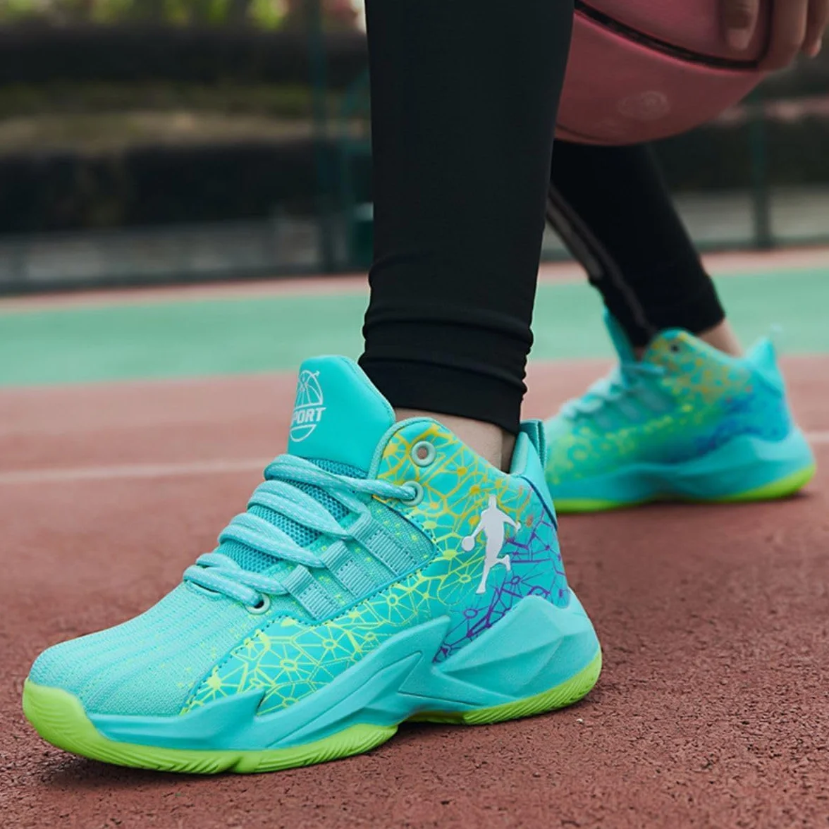 Zapatillas de Baloncesto para Niños Moda Calzado de Baloncesto para Niño Aire Libre Deportivas Fitness Antideslizantes para Correr Zapatos de Running (BBA-R16, 32EU)